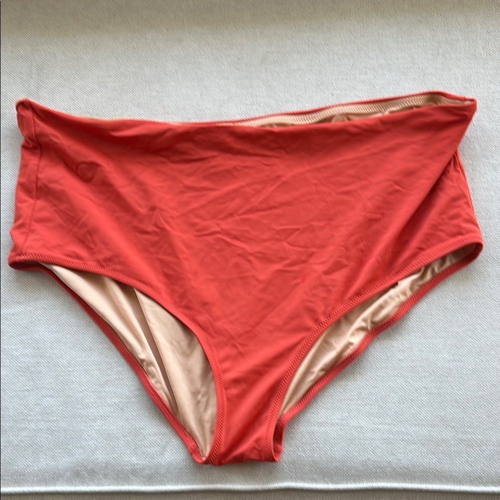 Madewell Coral High-Waisted Bikini Bottom